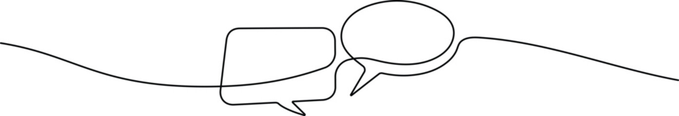 Minimal Conversation Icon. One Line Chat Cloud Vector Template