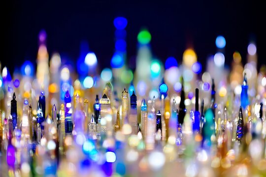 Miniature city lights bokeh dreamy abstraction