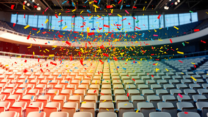 Empty Stadium With Confetti