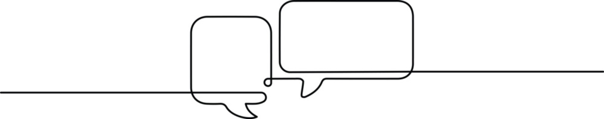 One Continuous Line Speech Balloon. Chat App Icon Concept Design
