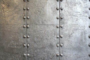 Industrial silver riveted panel with subtle light glints