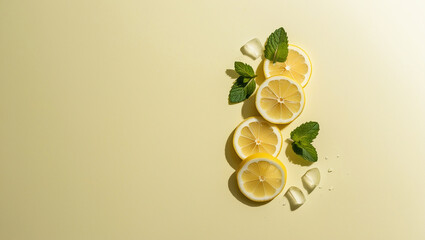 Fresh lemon and mint for minimalist and bright visual concepts. Great for social media content, lifestyle promotions, and aesthetic food styling.