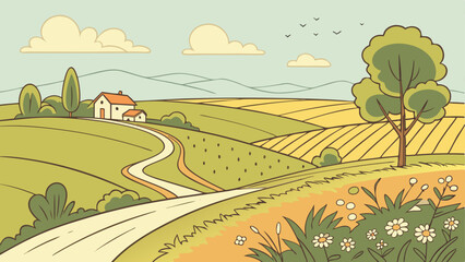 During the day, create illustrations in the wild and natural environment.