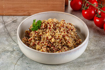 Boiled quinoa cereal in the bowl