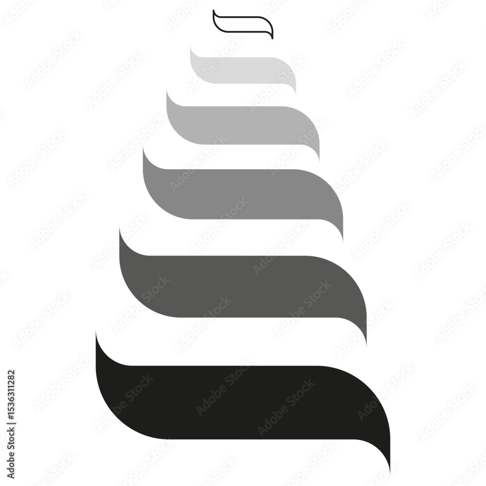 Poster layered curve shapes. abstract ribbon elements. smooth wave vector. stackable organic forms