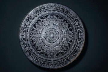 Intricate mandala design in high-gloss silver