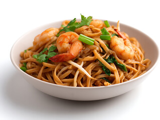 Pad Thai with Shrimp Isolated on a white Background or transparent, png cut out 21665115 1