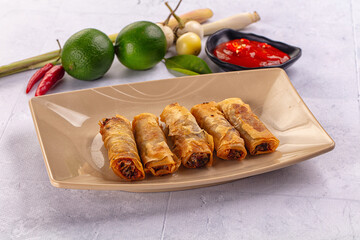 Stuffed Vietnamese Nem roll with meat