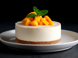 Delicious Mango Cheesecake Isolated on a white Background or transparent, png cut out 80075869 1