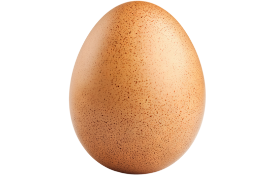 High-resolution brown chicken egg on transparent background, realistic cut-out for food packaging mock-ups, culinary blog graphics, breakfast menu design, and farm-fresh branding visuals