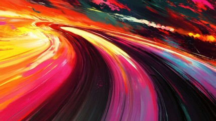 Abstract Colorful Motion Blur Background with Radiant Hues of Yellow, Orange, Pink, and Red in Dynamic Swirl Pattern