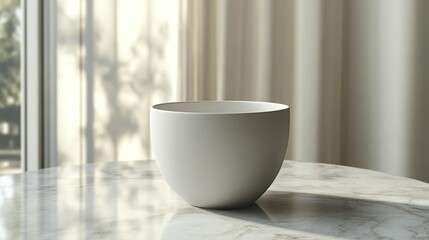 White Ceramic Bowl on Marble Table