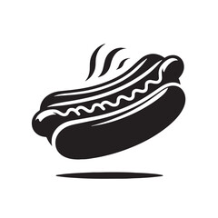 Black Hot Dog Silhouette Vector, High Quality Illustration on White Background
