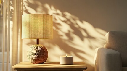 Sunlit Tabletop: Lamp & Candle