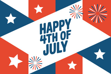 Classic truck carrying American flag and fireworks in the sky to celebrate fourth of July in vintage style  