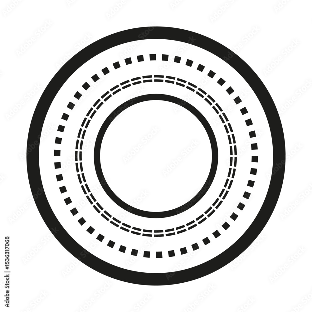 Poster circular ring form. centered layered design. black white vector. abstract symmetry.