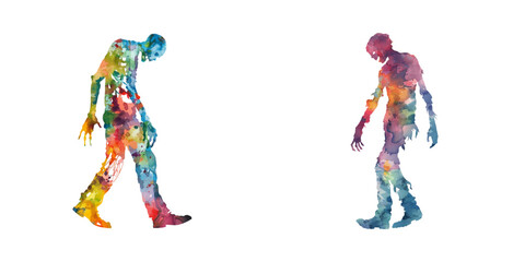 abstract color silhouette of zombie watercolor vector illustration