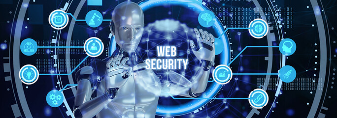 Web security. Cyber security, computer data encryption and internet protection. 3d illustration