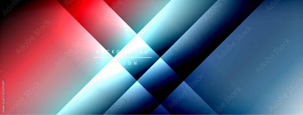 Poster Abstract geometric design. Gradient colors blend, creating dynamic visual effect. Modern background suitable for digital projects.