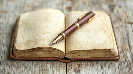 Antique Book and Fountain Pen