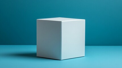 White Cube on Blue Background