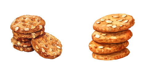anzac biscuits watercolor vector illustration