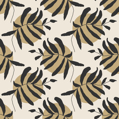 Trendy minimalist seamless botanical pattern with abstract creative hand drawn composition