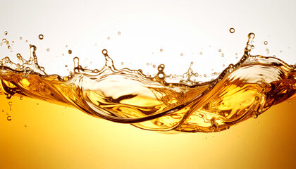 Detailed close-up front view of gold foam and gold water motion on a white background.