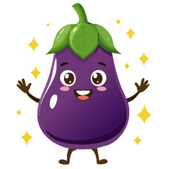 笑顔のナスのキャラクターイラスト