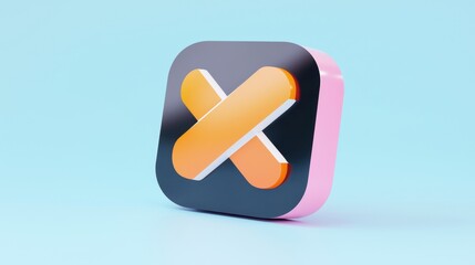 A 3D icon featuring two orange bandages crossed in an "X" shape on a rounded square with a blue background.
