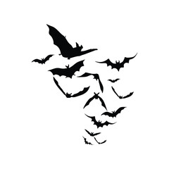 Bat Silhouette Flying Upward Icon