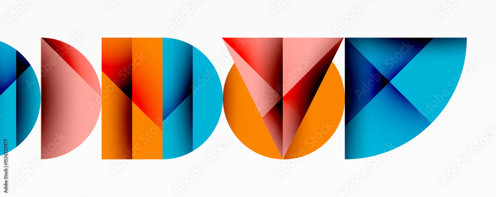 Aufkleber Abstract geometric shapes, vibrant colors, modern design. Overlapping forms create dynamic composition, clean aesthetic.
