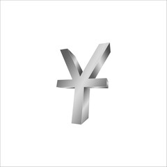 Obraz premium 3D metallic yen symbol on white background