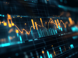 Fototapeta premium Analyzing Stock Market Trends with Dynamic Charts and Glowing Data Points