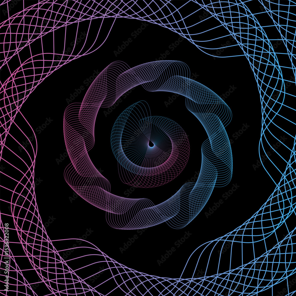 Wall mural spirograph abstract element on a black background