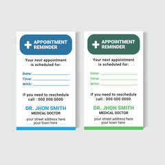 Medical Appointment Reminder Card Template for Doctors and Clinics