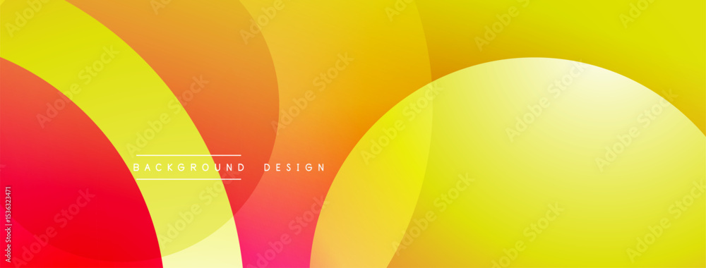 Poster Abstract vibrant background. Overlapping circles create dynamic gradient effect. Warm colors dominate composition. Modern design element.