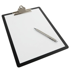 Blank clipboard with pen isolated on transparent background