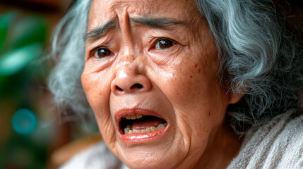 cry elder isolated white background , professional studio shot