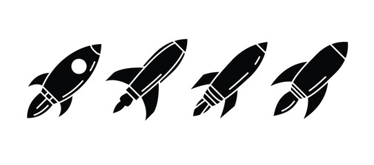 Rocket Outline Set Black Icons