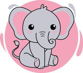 World Elephant Day. Cute cartoon baby elephant illustration for World Elephant Day celebration. Adorable animal design perfect for posters, prints, and awareness campaigns.