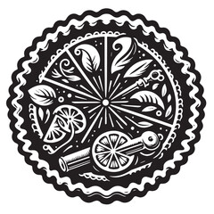 Black Key Lime Pie Silhouette Vector, High Quality Illustration on White Background