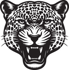 Black and White Jaguar Vector Illustration – Minimalist Wild Cat Silhouette Art	
