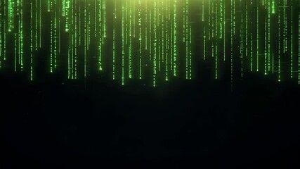 Digital rain: futuristic green code flowing in virtual matrix environment - Powered by Adobe