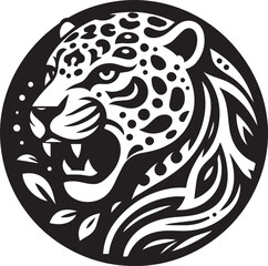 Black and White Jaguar Vector Illustration – Minimalist Wild Cat Silhouette Art	
