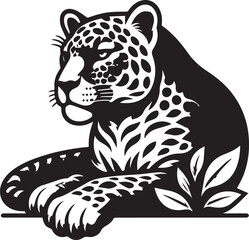 Black and White Jaguar Vector Illustration – Minimalist Wild Cat Silhouette Art   © Sarmad