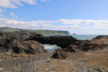 Rock gate Dyrholaey peninsula fantastic coastal landscape-Iceland   