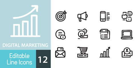 Digital Marketing Line Icons Set