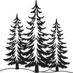 Fototapeta premium long elegant pine tree branches black and white .eps
