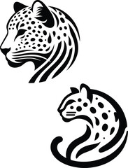 Stylized Leopard Silhouette Set | Black Panther Vector Art | African Wildlife Graphic